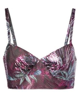 Rabanne Floral Chainmail Crop Top - Purple