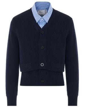 Sacai Layered Button-Up Cardigan - Blue