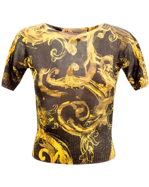 Versace Jeans Couture Couture Barocco-Printed Mock Neck Knitted Top - Yellow