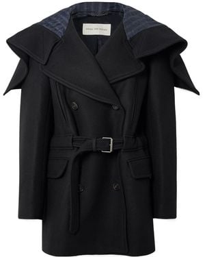 Dries Van Noten Belted Hooded Double-Breasted Coat - Black