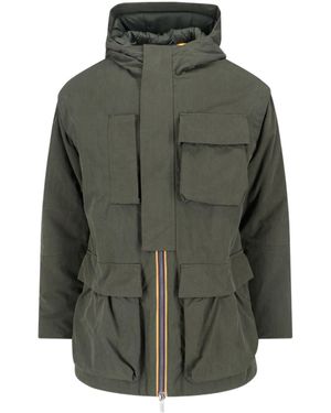 K-Way Pocket Detailed Hooded Jacket - Green