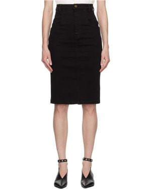 FRAME High-Waist Denim Pencil Skirt - Black