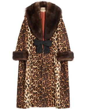 Valentino Fauve Eclat Spotted Cloth Coat - Brown