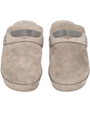 Brunello Cucinelli Minimalist Block-Heel Mules - Natural
