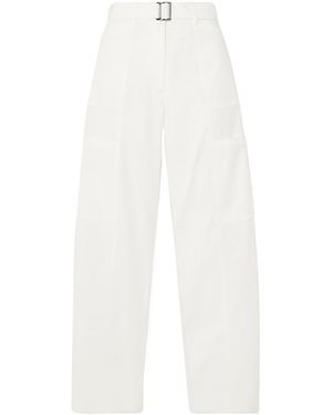 St. Agni Utility Belted Cotton-Blend Wide-Leg Trousers - White