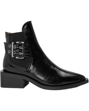 Ganni Glossy Ankle Boots - Black