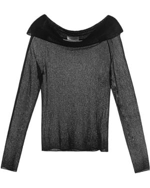 Roberto Collina Openwork Lace-Effect Off-The-Shoulder Jumper - Black