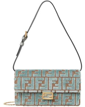 Fendi Baguette Ff Chained Compact Wallet - Metallic