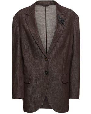 Brunello Cucinelli Cotton Suit-Type Blazer - Brown