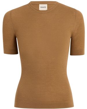 KHAITE Celina Ribbed T-Shirt - Brown