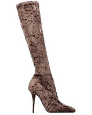 Saint Laurent Minimalist Solid Color Stiletto Heel Boots - Brown