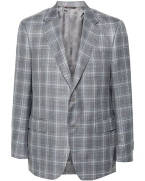 Canali Tartan-Pattern Blazer - Grey