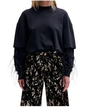 DARKPARK Troy Feather-Sleeve Top - Blue