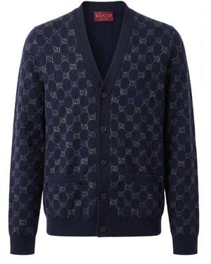 Gucci Gg Double Wool Knit Sweater - Blue