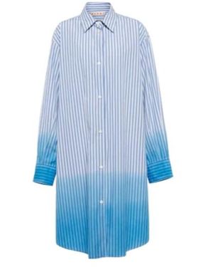 Marni Striped Cotton Poplin Shirt - Blue