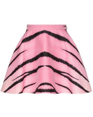 Valentino Tiger 1967 Printed Crepe Couture Mini Skirt - Pink