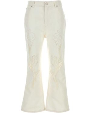 Marni Embroidered Flared Jeans - White