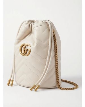 Gucci Gg Marmont Mini Quilted Bucket Bag - White