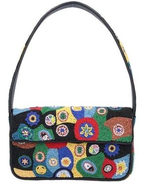 STAUD Tommy Bead-Embellished Shoulder Bag - Blue