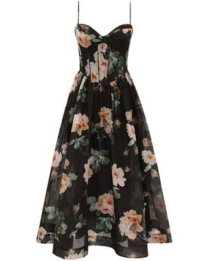 Zimmermann Luna Corset Midi Dress - Black