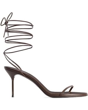 Paris Texas Lidia Lace-Up Heeled Sandals - Metallic