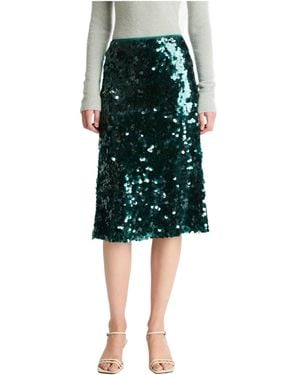Vince Sequined Midi Skirt - Green