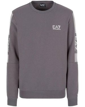 EA7 Logo Round-Neck Jumper - Grey