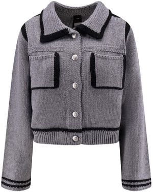 Pinko Contrast-Trim Buttoned Cardigan - Gray