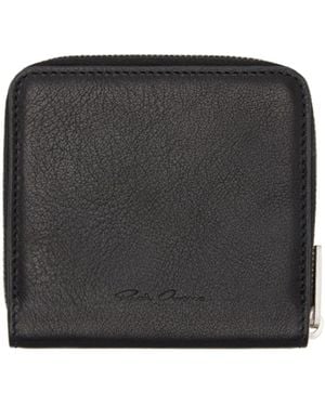 Rick Owens Logo Embossed Zip Around Wallet - Black