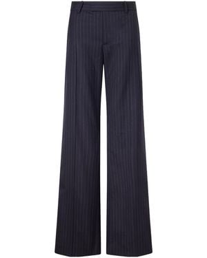 Nili Lotan Straight-Leg Wool-Blend Trousers - Blue