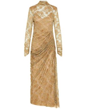 Valentino Lace Long-Sleeve Dress - Natural