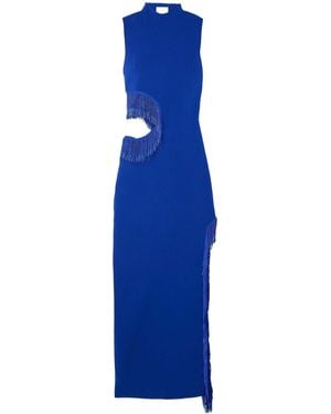 Galvan London Beaded Tassel Dress - Blue