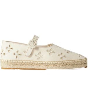 Loeffler Randall Grosgrain Trimmed And Broderie Anglaise Canvas Espadrilles - Natural