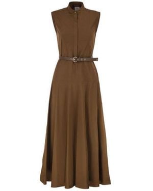 Max Mara Studio Mstfeltre Structured Bodice Midi Dress - Brown