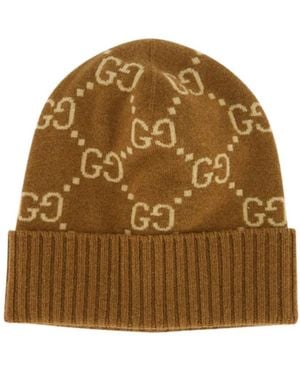 Gucci Gg Jacquard Knit Beanie - Brown