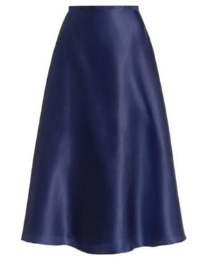 Alberta Ferretti Satin Organza Full Skirt - Blue