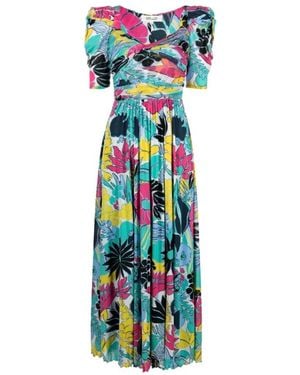 Diane von Furstenberg Round Neck Short-Sleeved Dress - Blue