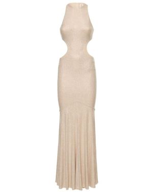 Alexandre Vauthier Long Dress With Hollow Decoration - Natural