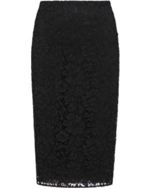 Valentino Lace-Overlay Mid-Length Skirt - Black