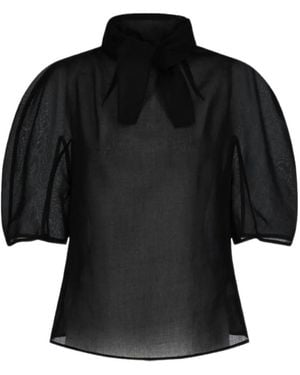 Amomento Knotted Collar Top - Black