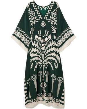 Eres Printed Silk Dress - Green