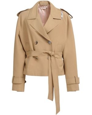 Marni Double-Breasted Short Trench Jacket - Natural