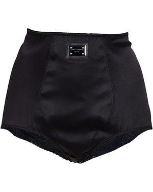 Dolce & Gabbana High-Waisted Solid-Color Satin Briefs - Black