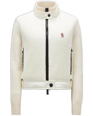 Moncler Wool Zip-Up Cardigan - White