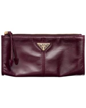 Prada Logo Plaque Zipped Wallet - Purple