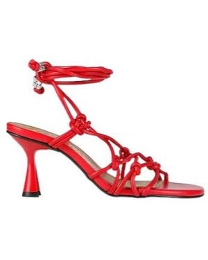 Ganni Crystal Embellished Sandals - Red