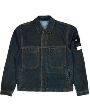 Stone Island Denim Biker Jacket - Blue