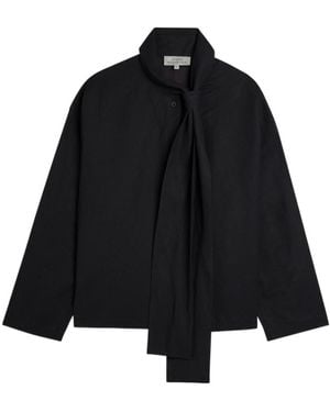 Studio Nicholson Tie-Neck Woven Top - Black