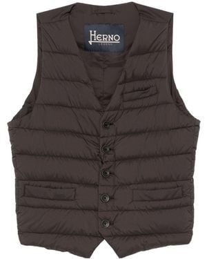 Herno Single-Breasted Down Vest - Gray