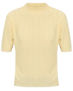 Officine Generale Officine Générale Laya Ribbed Mock-Neck Knitted Top - White